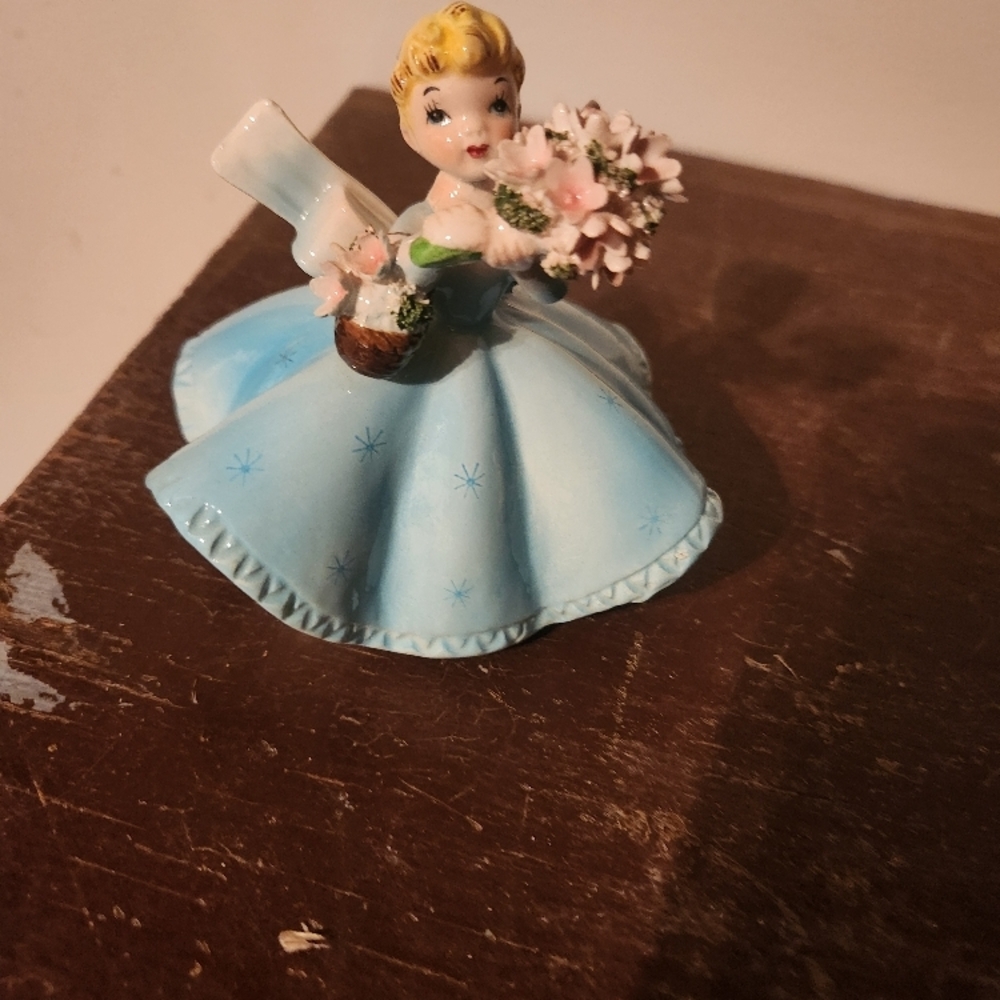 1906s Vintage Little Blonde Girl Ceramic Figurine. Lefton 14508